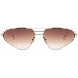 Oval Cat Sunglasses Women Fashion Purple Mirror Shades Gradient Metal Frame Men Sun Glasses with Box UV400 - Brown - C819387N...