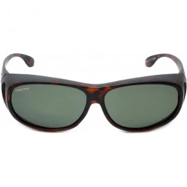 Rectangular Designer Polarized Fitover Sunglasses F03 63mm - Matte Tortoise - CF182WGLNE0 $27.79
