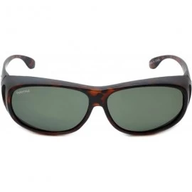 Rectangular Designer Polarized Fitover Sunglasses F03 63mm - Matte Tortoise - CF182WGLNE0 $49.12