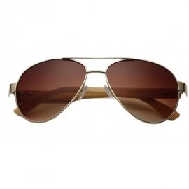 Oversized Unisex Wooden Bamboo Aviator Sunglasses Classic Retro Designer Uv400 60mm - Brown/Brown - CG12EMXXI3D $9.82