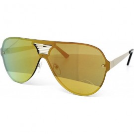 Wrap 528 Oversize XL Wraparound One Piece Rimless Shield Designer Futuristic Flat Top Sunglasses - C6182548U6Q $28.12