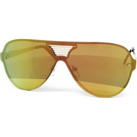 Wrap 528 Oversize XL Wraparound One Piece Rimless Shield Designer Futuristic Flat Top Sunglasses - C6182548U6Q $11.45