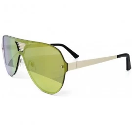Wrap 528 Oversize XL Wraparound One Piece Rimless Shield Designer Futuristic Flat Top Sunglasses - C6182548U6Q $11.45