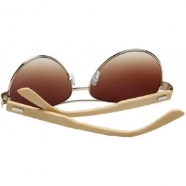 Oversized Unisex Wooden Bamboo Aviator Sunglasses Classic Retro Designer Uv400 60mm - Brown/Brown - CG12EMXXI3D $9.82