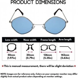 Square Small Retro Inspired Diamond Shaped Women Sunglasses Flat Lens 5142-FLKGM - Silver Frame/Blue Lens - C218H4N897N $9.19