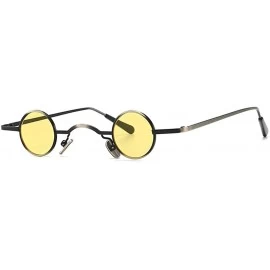 Round Tiny Sunglasses Round Retro Metal Men Punk Sun Glasses Women Eyewear - Yellow Lens - CT18W2M23Y8 $20.50