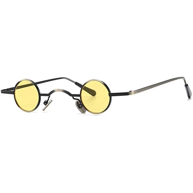 Tiny Sunglasses Round Retro Metal Men Punk Sun Glasses Women Eyewear -  Yellow Lens - CT18W2M23Y8
