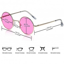 Round Retro Round Sunglasses Small Colored Lens Hippie John Lennon Glasses - CE190T0WTZD $10.33