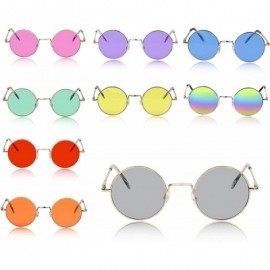 Round Retro Round Sunglasses Small Colored Lens Hippie John Lennon Glasses - CE190T0WTZD $10.33