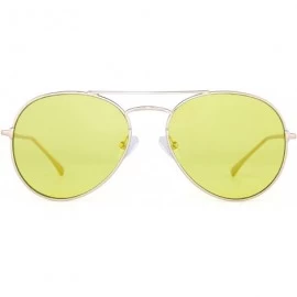 Aviator Clear Aviator Sunglasses Classic Flat Tinted Lens Metal Eyeglasses Men Women - Gold / Yellow - CY188Q5SDYM $16.27
