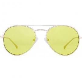 Aviator Clear Aviator Sunglasses Classic Flat Tinted Lens Metal Eyeglasses Men Women - Gold / Yellow - CY188Q5SDYM $26.54