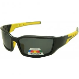 Rectangular Double Injection Sunglasses SPORTS - 2761 Polarized Shiny Black Yellow - CG12HTUI2T1 $44.48