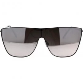 Square Womens Modern Fashion Sunglasses Square Metal Frame Mono Lens UV 400 - Gunmetal (Silver Mirror) - CI18ZWOCOCN $12.36