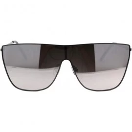 Square Womens Modern Fashion Sunglasses Square Metal Frame Mono Lens UV 400 - Gunmetal (Silver Mirror) - CI18ZWOCOCN $22.00
