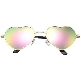 Rimless Mens Womens Metal Frame Ladies Heart-shaped Sunglasses Trendy Couple Sunglasses - F - CV196IYD8AQ $6.58