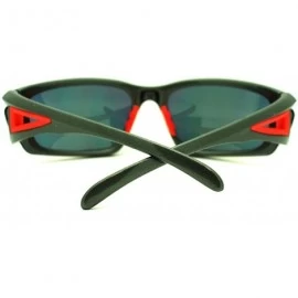 Sport Mens Biker Shatterproof Warp Around Plastic Sports Sunglasses - Grey Red - CE11LZBDYZX $11.42