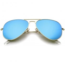 Aviator Premium Classic Large Matte Metal Frame Mirror Glass Lens Aviator Sunglasses 61mm - Gold / Blue Mirror - CI12KHAQ0MF ...