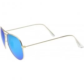 Aviator Premium Classic Large Matte Metal Frame Mirror Glass Lens Aviator Sunglasses 61mm - Gold / Blue Mirror - CI12KHAQ0MF ...