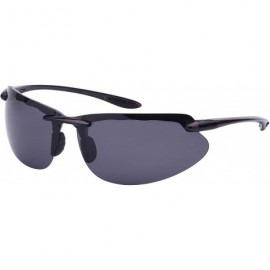 Wrap Semi-Rimless Sports Sunglasses with 1.1 mm Polarized Lens 570053-P1 - Matte Grey - C0125WEERT5 $29.96
