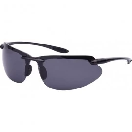 Wrap Semi-Rimless Sports Sunglasses with 1.1 mm Polarized Lens 570053-P1 - Matte Grey - C0125WEERT5 $11.61