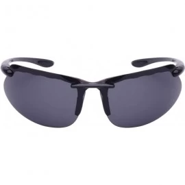 Wrap Semi-Rimless Sports Sunglasses with 1.1 mm Polarized Lens 570053-P1 - Matte Grey - C0125WEERT5 $11.61