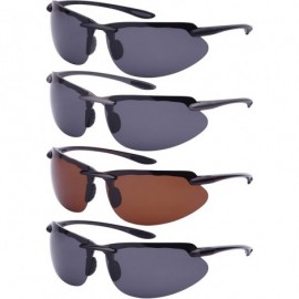 Wrap Semi-Rimless Sports Sunglasses with 1.1 mm Polarized Lens 570053-P1 - Matte Grey - C0125WEERT5 $11.61