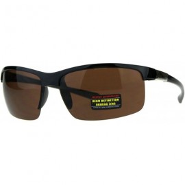 Semi-rimless HD High Definition Lens Sunglasses Road Warrior Half Rim Sports Shades - Black - CU18E3L48MR $23.18