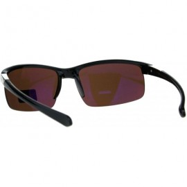 Semi-rimless HD High Definition Lens Sunglasses Road Warrior Half Rim Sports Shades - Black - CU18E3L48MR $8.56