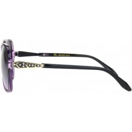 Butterfly Elegant Rhinestone Jewel Trim Designer Butterfly Sunglasses - Black Purple Gradient Purple - CD18NN9WYDT $15.29