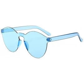 Round Unisex Fashion Candy Colors Round Sunglasses Outdoor UV Protection Sunglasses - Light Blue - CS190R45MCH $17.45