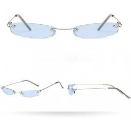 Rectangular Vintage Sunglasses Rectangular Eyewear Protection - E - CL18YL2ZH5U $7.65