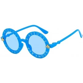 Round Unisex Sunglasses Retro Blue Drive Holiday Round Non-Polarized UV400 - C118RLIA44A $11.67