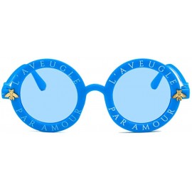 Round Unisex Sunglasses Retro Blue Drive Holiday Round Non-Polarized UV400 - C118RLIA44A $11.67