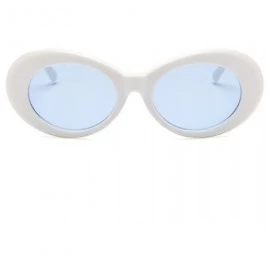 Cat Eye Women Fashion Oval Cat Eye Sunglasses with Case UV400 Protection Beach - White Frame/Blue Lens - C418WTAATMH $17.35