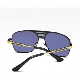 Square Retro Oversized Polarized Pilot Sunglasses For Men UV400 Protection Lenses Metal Frame - 3 - C1182GHDYEO $12.05