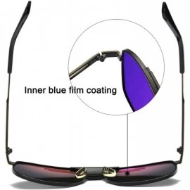 Square Retro Oversized Polarized Pilot Sunglasses For Men UV400 Protection Lenses Metal Frame - 3 - C1182GHDYEO $12.05