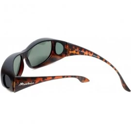 Rectangular Designer Polarized Fitover Sunglasses F03 63mm - Matte Tortoise - CF182WGLNE0 $27.79