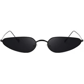 Rectangular Vintage Small Cat Eye Sunglasses Metal Frame Candy Colors Eyeglass - Black Gray - CA18NNIALHZ $8.71