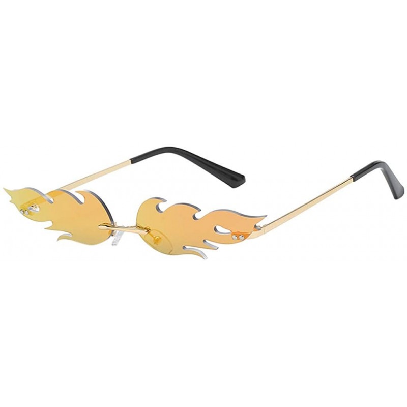 Wrap Fire Sunglasses Fashion Sunglasses Metal Sunglasses Vintage Style Sunglasses - D - CP18TN88ZYQ $7.98