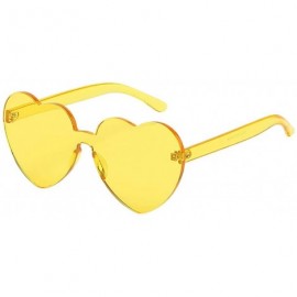 Oval Heart Shaped Rimless Sunglasses Women PC Frame Resin Lens Sunglasses UV400 Festival Party Glasses - CM1908N85NZ $20.66