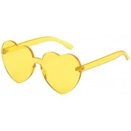 Oval Heart Shaped Rimless Sunglasses Women PC Frame Resin Lens Sunglasses UV400 Festival Party Glasses - CM1908N85NZ $10.45