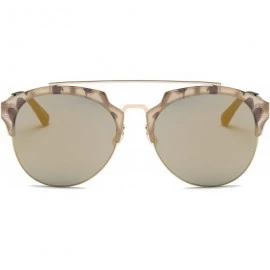 Round Women's Fashion Designer Half Frame Round Cateye Sunglasses - Gold / Amber With Light Tortoise Rims - C617WWTK5QO $23.49