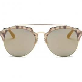 Round Women's Fashion Designer Half Frame Round Cateye Sunglasses - Gold / Amber With Light Tortoise Rims - C617WWTK5QO $52.50