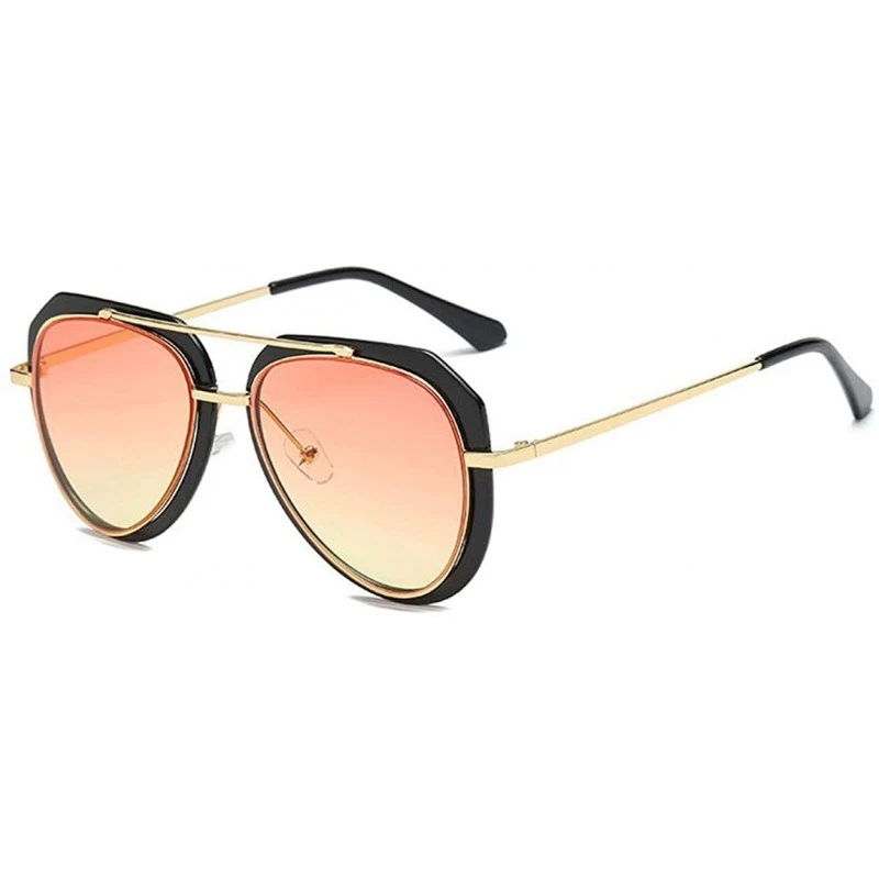 Aviator Trendy men and women two-tone sunglasses retro sunglasses - Red - CC18HCOMSK3 $25.55