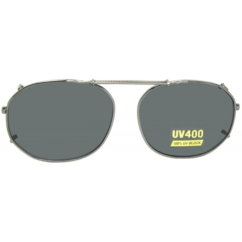 Round Round Square Non Polarized Clip on Sunglasses - Pewter-non Polarized Gray Lens - CL189SU9IXO $18.55