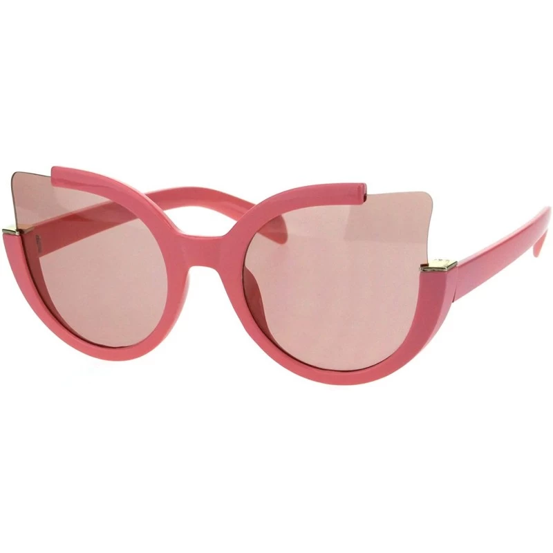Round Round Cateye Sunglasses Womens Unique Open Corner Frame UV 400 - Pink (Pink) - CM18KL6ME2E $12.67