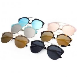 Round Women's Fashion Designer Half Frame Round Cateye Sunglasses - Gold / Amber With Light Tortoise Rims - C617WWTK5QO $52.50
