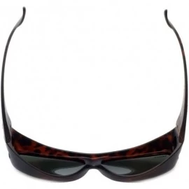 Rectangular Designer Polarized Fitover Sunglasses F03 63mm - Matte Tortoise - CF182WGLNE0 $49.12
