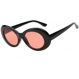 Sport Women Cateye UV400 Glasses Classic Retro Vintage Oval Sunglasses Eeywear - Black F Red Lens - CL18C75SO63 $20.17