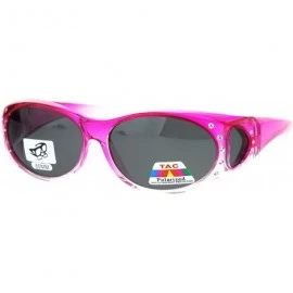 Oval Polarized Womens 2 Tone 60mm Rhinestone Studded Oval Fit Over Sunglasses - Pink - CN12O34VXSU $14.32